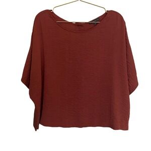 Adrianna Papell Rust Textured Button Back Dolman Sleeve Top XL